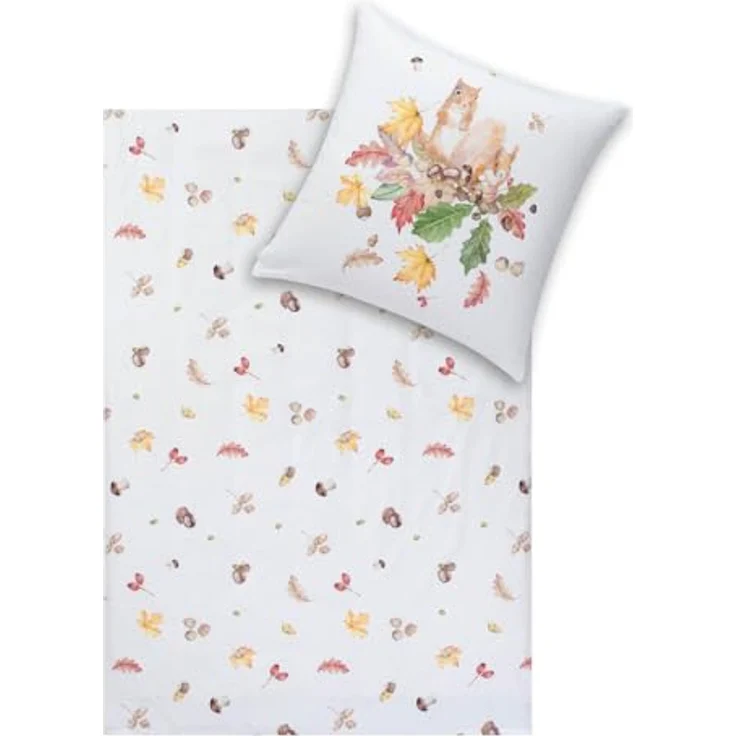 ESTELLA Kuschelflanell Bettwäsche Squirrel Natur 100% Baumwolle, extraweicher Flor, 1 Bettbezug 135x200cm + 1 Kissenbezug 80x80cm – Bild 1