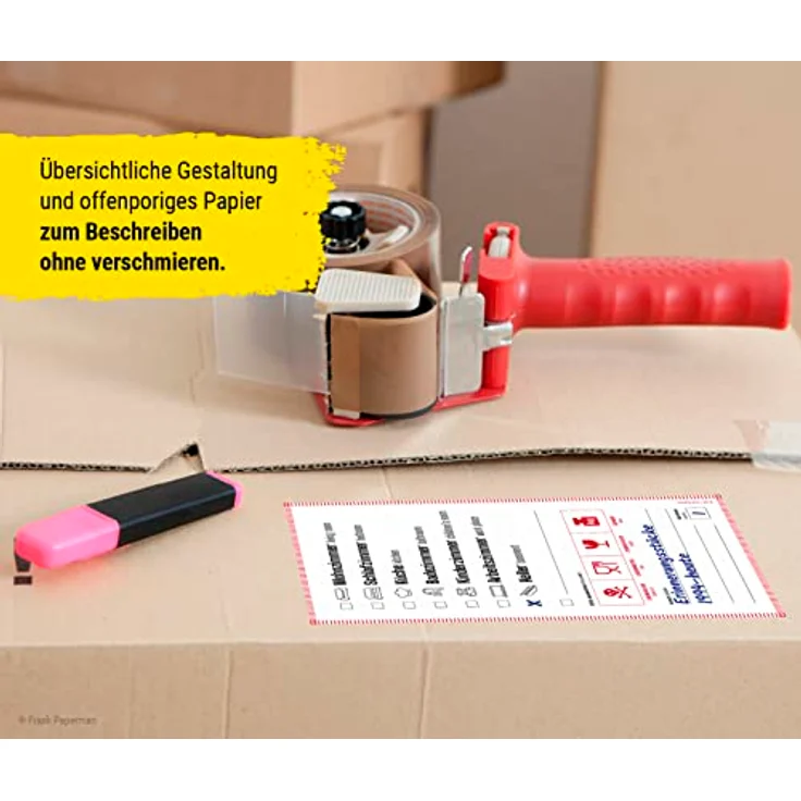 Frank Paperman | 110 x Aufkleber für Umzugskartons | Etiketten selbstklebend zum Beschriften | DIN lang hochkant | auf Deutsch und Englisch | Umzug Hilfsmittel | packing boxes – Bild 5