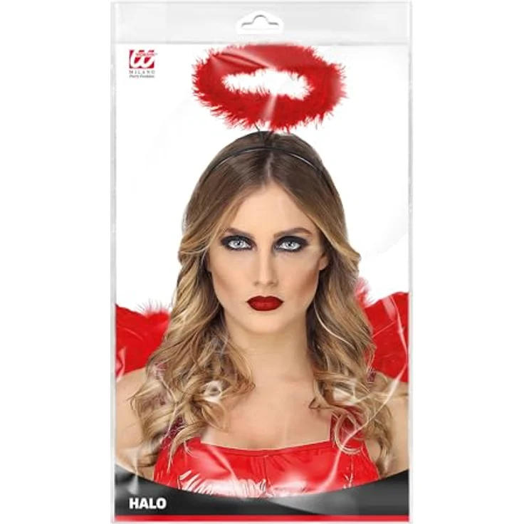 W WIDMANN MILANO Party Fashion 86390 - Halo Marabou Erwachsene Frau, Teufel, rote Farbe für Karneval, Halloween, Mottopartys – Bild 3