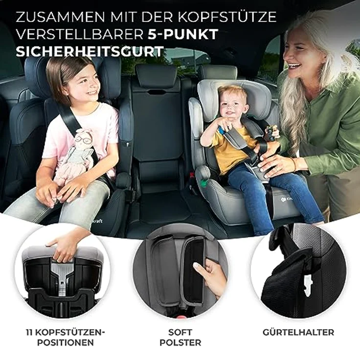 Kinderkraft Autokindersitz COMFORT UP i-Size, für Kinder 76-150 cm, mit herausnehmbarem Einsatz und Fünfpunkt-Gurtsystem – Bild 6