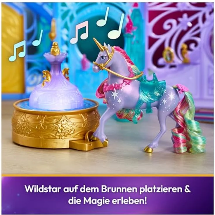 Spin Master Anziehpuppe Unicorn Academy - Stall Starglow Fountain & Stable, mit Licht- und Soundeffekten, 90 cm ausklappbar, inkl. Wildstar und 24 Zubehörteilen – Bild 3