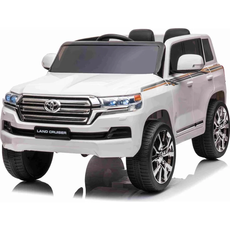 Beneo Kinder-Elektroauto Toyota Landcruiser 12V, WEISS, Kunstledersitz, 2x35W Motor, 2.4GHz Fernbedienung, MP3-Player, Öffnende Türen, Federung, Sanftanlauf