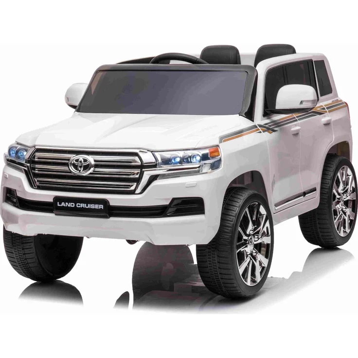 Beneo Kinder-Elektroauto Toyota Landcruiser 12V, WEISS, Kunstledersitz, 2x35W Motor, 2.4GHz Fernbedienung, MP3-Player, Öffnende Türen, Federung, Sanftanlauf
