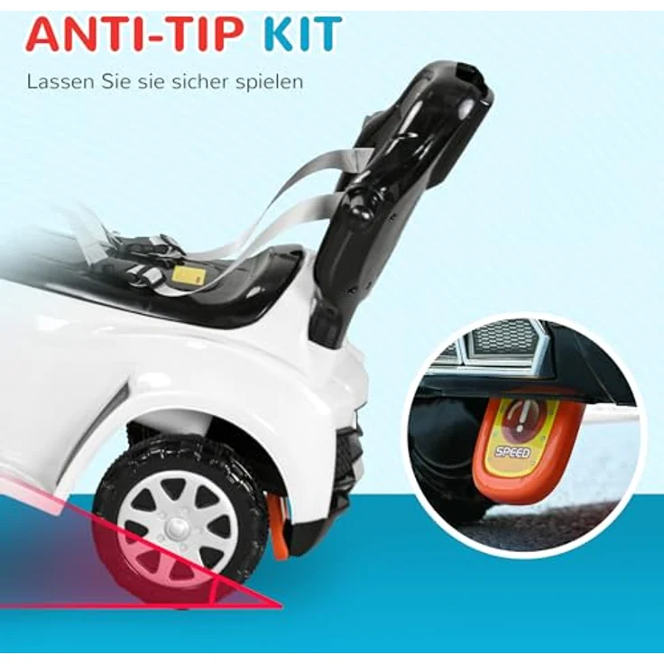 AIYAPLAY Rutscher 3-in-1 Schub- und Haltestange mit Rückenlehne, Schiebeauto und Lauflernhilfe für Kinder 1–3 Jahre, weiß+schwarz – Bild 6