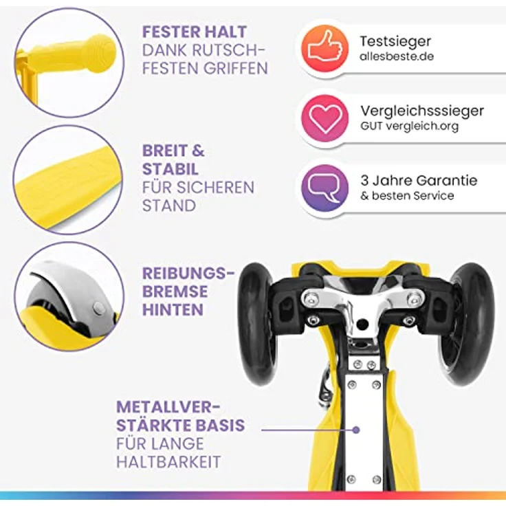 fun pro ONE Special Edition, Kinderroller mit LED-Rädern, klappbar, Regenbogenfarben, für Jungen & Mädchen ab 3 Jahren – Bild 2