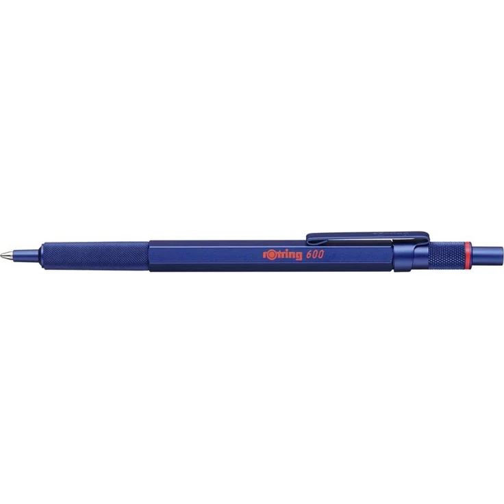 Rotring Kugelschreiber 600 M, Dokumentenecht mit gefräster Griffzone und Druckmechanismus, Blau Metallic