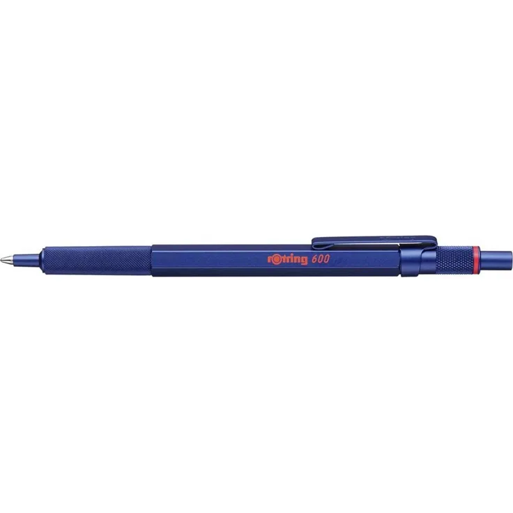 Rotring Kugelschreiber 600 M, Dokumentenecht mit gefräster Griffzone und Druckmechanismus, Blau Metallic
