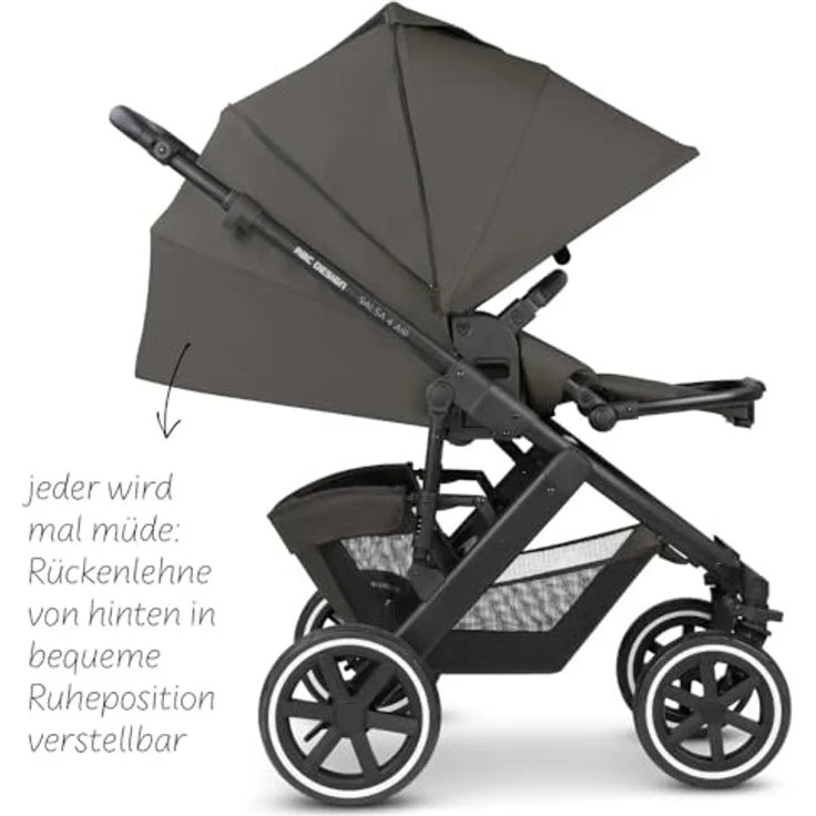 ABC Design Kinderwagen Salsa 4 Air 2 in 1 - Kombikinderwagen für Neugeborene & Babys - Inkl. Sportsitz Buggy & Babywanne - Radfederung & Luftreifen - Cloud – Bild 4