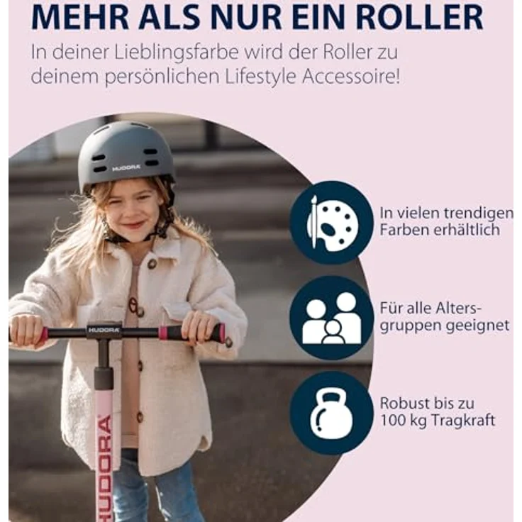 HUDORA BigWheel® 205 Advanced, Aluminium-Tretroller für bis zu 100 kg, höhenverstellbar und zusammenklappbar, rosé – Bild 6