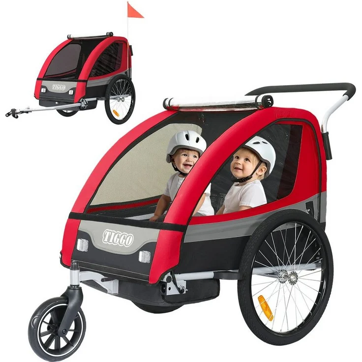TIGGO Fahrradkinderanhänger Kinderanhänger Kinderfahrradanhänger Anhänger, 5-Punkt Sicherheitsgurt, blau