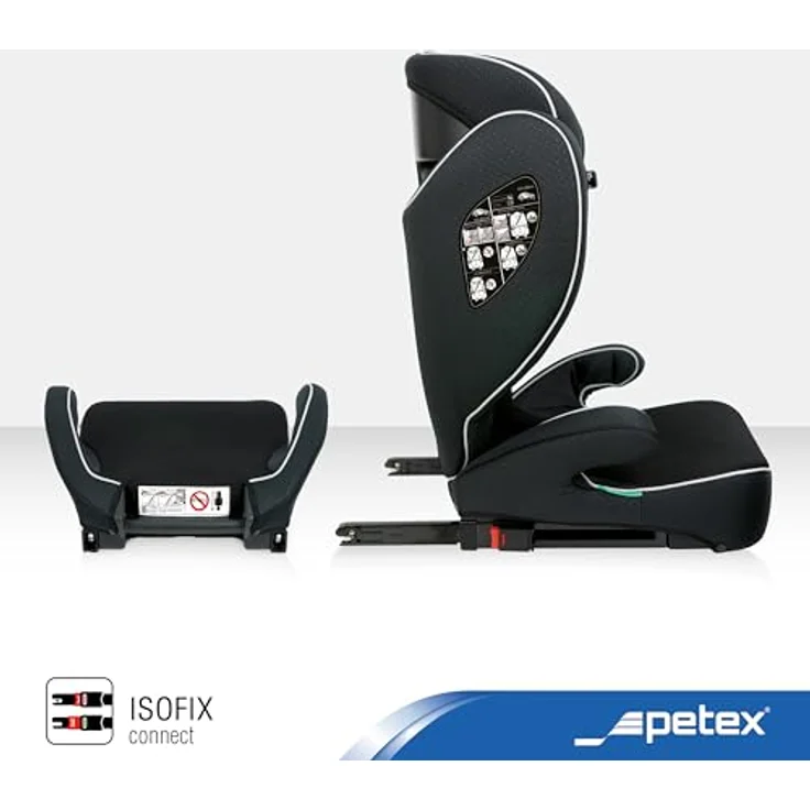 Petex Kindersitzerhöhung Kindersitz Basic Plus 1600, Autositzerhöhung in Schwarz nach ECE R129 – Bild 3