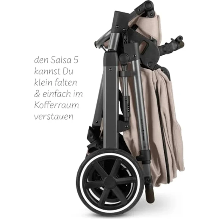 ABC Design Kombikinderwagen Salsa 5 Air, Beige, Textil, mit Feststellbremse, Federung, abnehmbarer Verdeckung und 5-Punkte-Gurt, geeignet für Babyschale – Bild 13