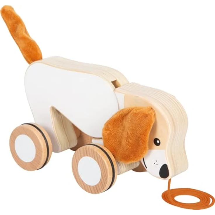 Small Foot - Wooden Sled Dog with Crinkly Ears, Schiebe- & Ziehspielzeug für Babys – Bild 1