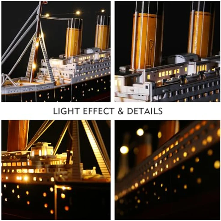 CubicFun 3D Puzzle LED 88 cm Titanic - Titanic Modell Boots Spielzeug für Erwachsene und Jugendliche, 266 Stück – Bild 10