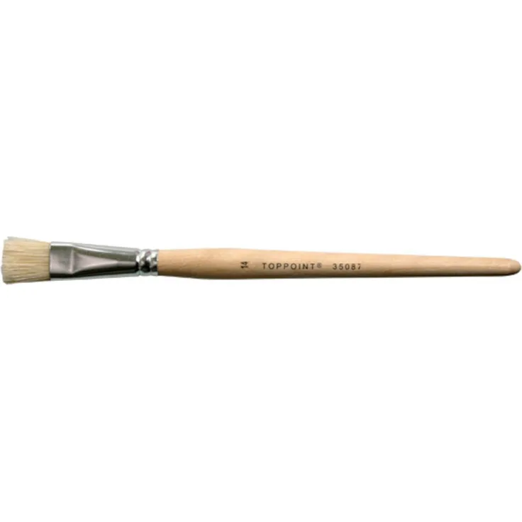 Stylex Schreibwaren Malpinsel 12 Borstenpinsel Gr. 14, Holzschäfte aus Naturholz, Metallzarge