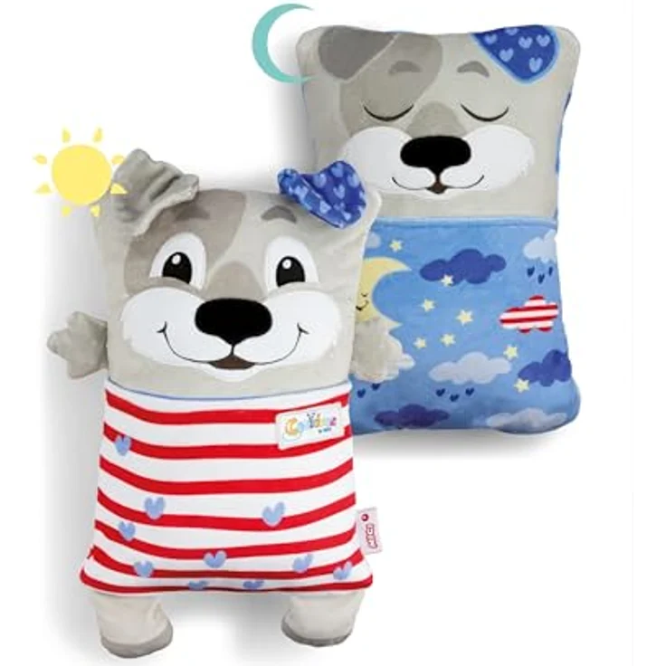 NICI Cosidoo Kuscheltier Hund mit Wendefunktion, 30x20cm, grau, weiches Plüschtier mit Stauraum für Schätze, ideal für Kinder zum Kuscheln und Spielen – Bild 1