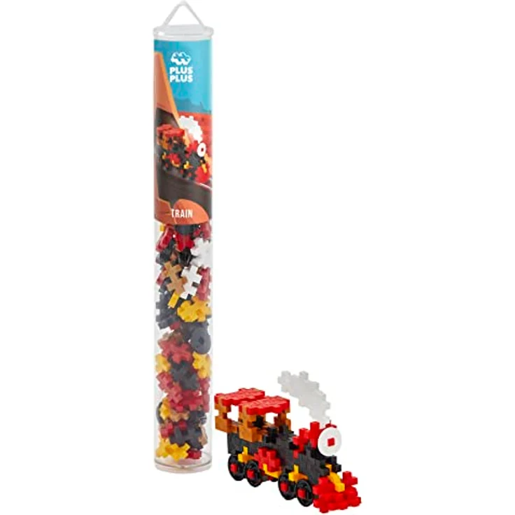 Plus-Plus 9604285, Geniales Konstruktionsspielzeug, Zug, Kreativ-Bausteine Tube, 100 Teile, bunt – Bild 1