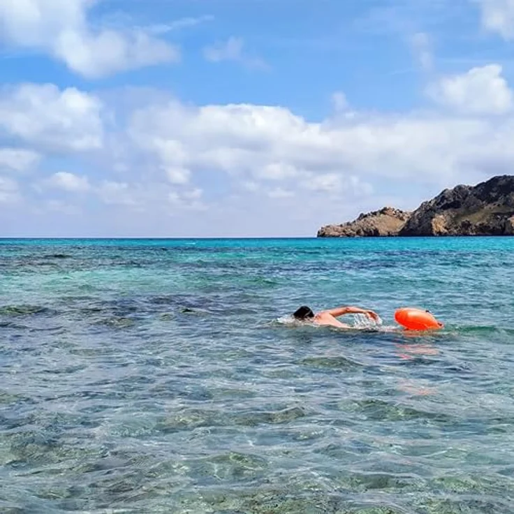 LimitlessXme Schwimmboje & Trockensack 28l Orange, aufblasbare Sicherheitsboje für Triathlon und Freiwasserschwimmen, 100% wasserdichte Aufbewahrung, ultraleicht und kompakt – Bild 2