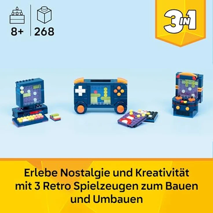 LEGO Creator 3-in-1 Retro-Spielkonsole, Bauset mit 3 Bauoptionen: Spielkonsole, Mini-PC oder Spielautomat, für Kinder ab 8 Jahren, kreatives Geschenk für Gamer – Bild 2