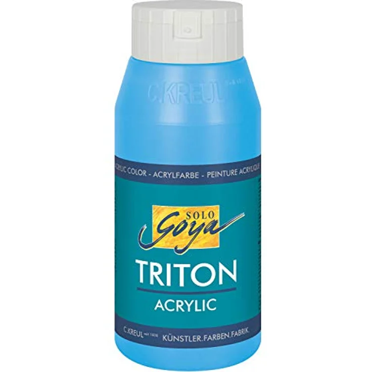 KREUL Solo Goya Triton Acrylfarbe lichtblau, 750 ml, schnell und matt trocknend, wasserbasierte Studioqualität, gut deckend und vielseitig einsetzbar – Bild 1