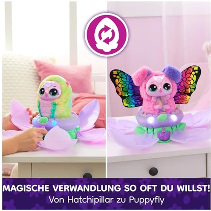 Hatchimals Bloomables Puppyfly, Interaktives Spielzeug mit doppelter Verwandlung, über 100 Geräuschen, rosa und zartviolett – Bild 5