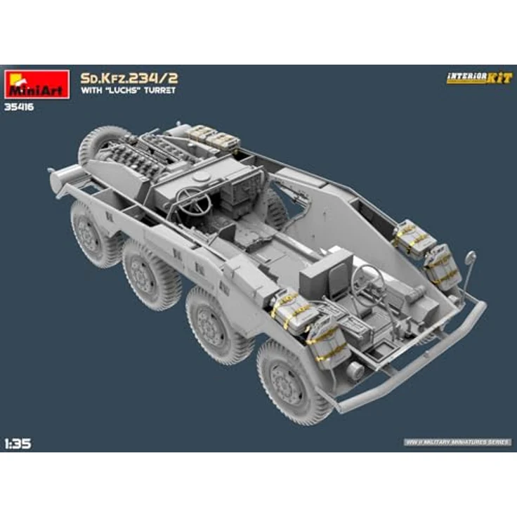 Other 1:35 Sd.Kfz.234/2 mit Luchs Turm, Modellfahrzeug mit detailliertem Interieur und Photoätzteilen, zwei Varianten darstellbar – Bild 17