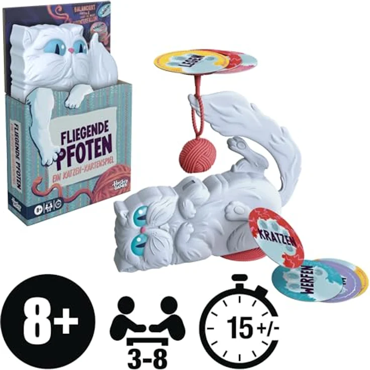 Hasbro Gaming Fliegende Pfoten, Katzen-Kartenspiel für 3-6 Spieler, ab 8 Jahren, 15 Min. Spielzeit, Deutsche Version – Bild 2