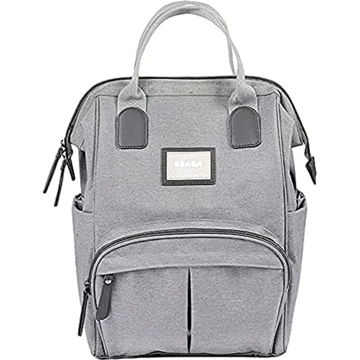 BÉABA - Wickelrucksack für Babys - Großes Fassungsvermögen - Inklusive Wickelunterlage - Zahlreiche Fächer - Große Öffnung - Isothermes Fach - Multifunktionale Wickeltasche - Wellington - Graumeliert – Bild 1