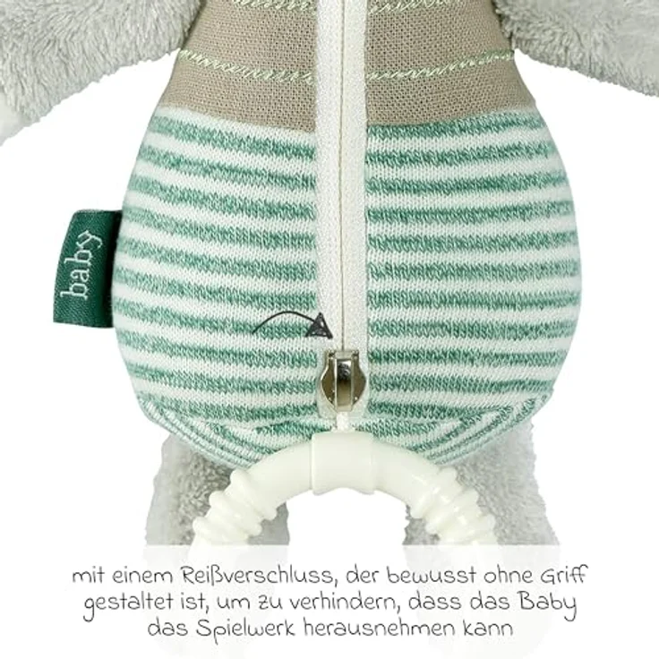 Fehn Spieluhr Esel, Kuscheltier mit Melodie 'Weißt du wieviel Sternlein stehen' - Beruhigende Einschlafhilfe für Babys in praktischer Größe – Bild 6