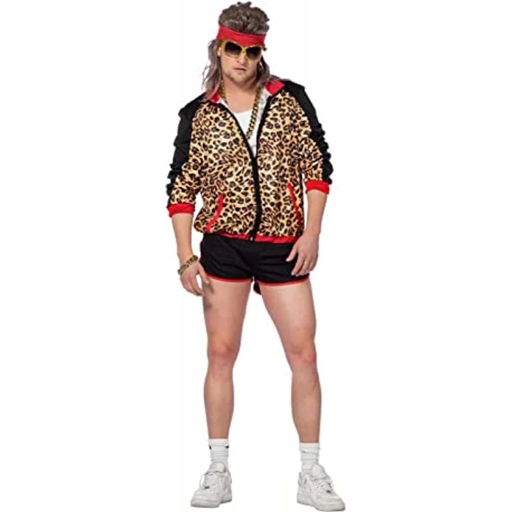 WILBERS & WILBERS 5748-80er / 90er Jahre Jogginganzug für Herren, Leoparden Print, Stretchstoff, XXL – Bild 1
