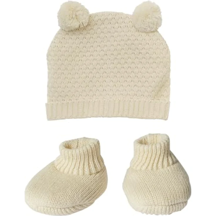 Heless Puppenstrickset, 2-teiliges Set aus 100 % Bio-Baumwolle, beige – Bild 1
