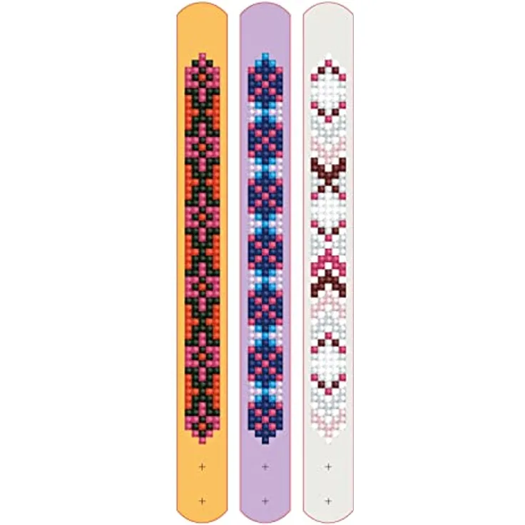 DIAMOND DOTZ DTZ11.002 - Original Diamond Painting Dotzies Armbänder Set Geometric mit 3 glitzernden Bracelets ca. 21 x 2 cm, DIY Diamant Komplettset für Kinder ab 8 Jahren, Extra funkelnd