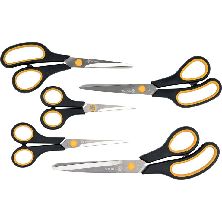 TRIZERATOP Scheren-Set 5-tlg, Haushaltscheren und Bastelscheren aus rostfreiem Stahl, Komfortgriffe in verschiedenen Größen (14-25 cm) – Bild 1