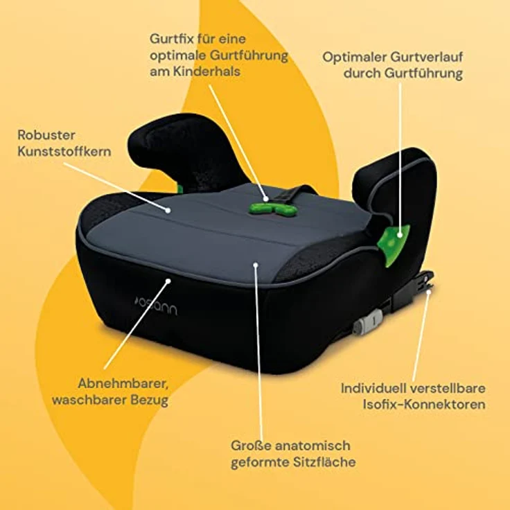 Osann Junior Isofix Gurtfix i-Size Sitzerhöhung (126-150 cm) - Pixel Black – Bild 3