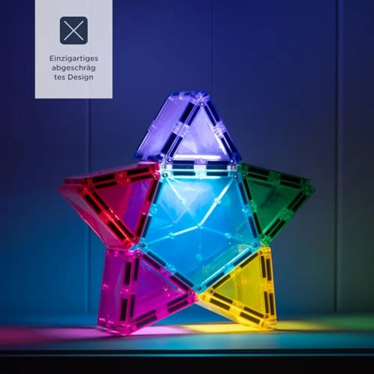 CONNETIX Magnetische Fliesen Light Star Paket, 28 Stück mit wiederaufladbarer Lichtfliese und 8 leuchtenden Farben, für kreatives DAMPF-Lernen – Bild 3