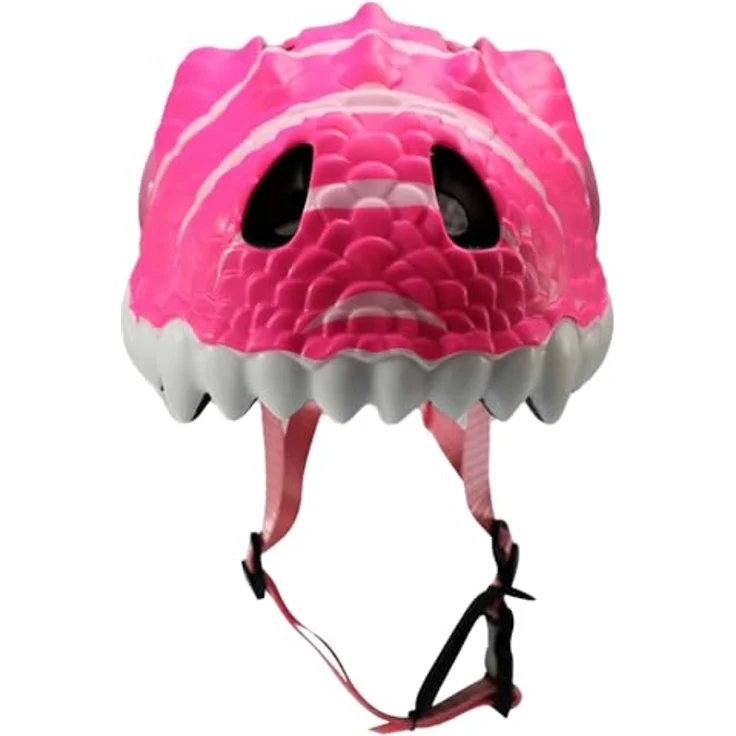 Crazy Safety Kinder Fahrradhelm | Verstellbarer 3D Tierhelm 49-55 cm | LED-Rücklicht | 6 Belüftungsöffnungen | Dino Rosa – Bild 2