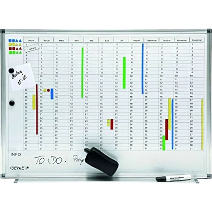 GENIE AP2000 Jahresplaner Magnettafel Terminplaner Whiteboard Wandtafel Pinnwand – Bild 1