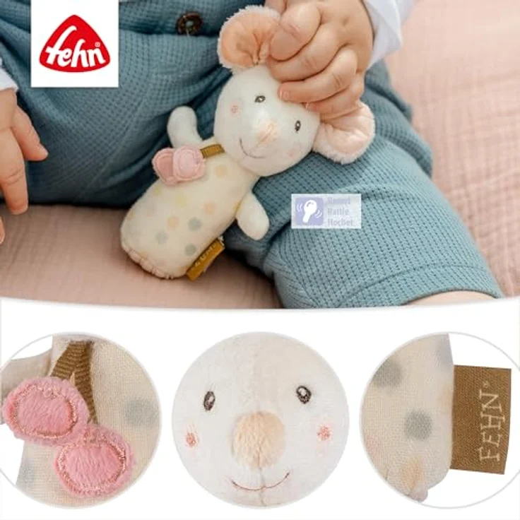 Fehn Mini-Rassel Greifling Maus, kuschelweiches Stofftier, geeignet ab Geburt – Bild 5