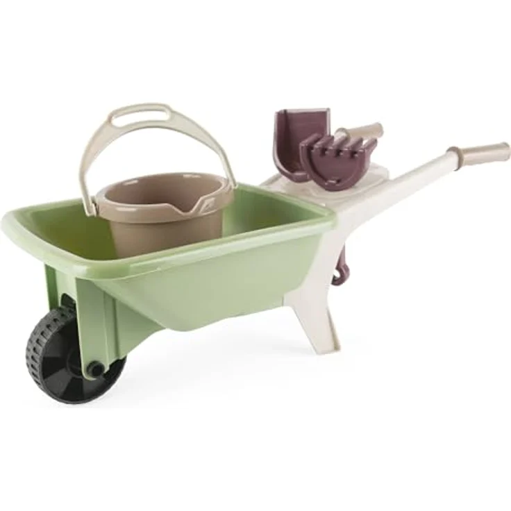 dantoy Schubkarre Set, Sandspielzeug mit Eimer und Gartengeräten, robust für drinnen und draußen – Bild 1