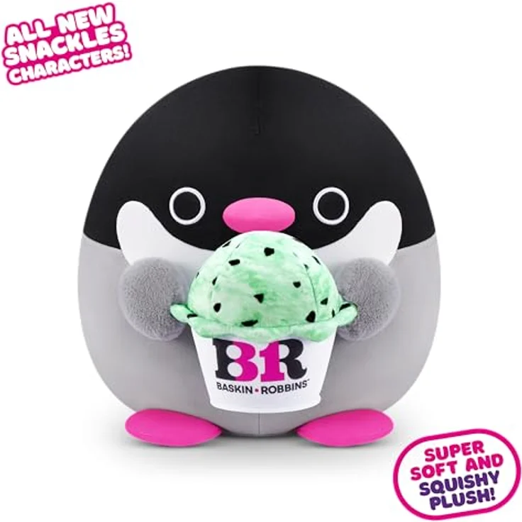 Zuru Snackles Baskin Robbin Pinguin, 35 cm Stofftier mit Eis Snack, superweicher Plüsch – Bild 2