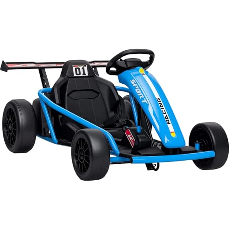 AIYAPLAY Kinder Elektro Gokart, 24V Drift-Kart mit 2 Motoren, verstellbarem Sitz, Softstart, Musik und Hupe, blau für 8-12 Jahre – Bild 1