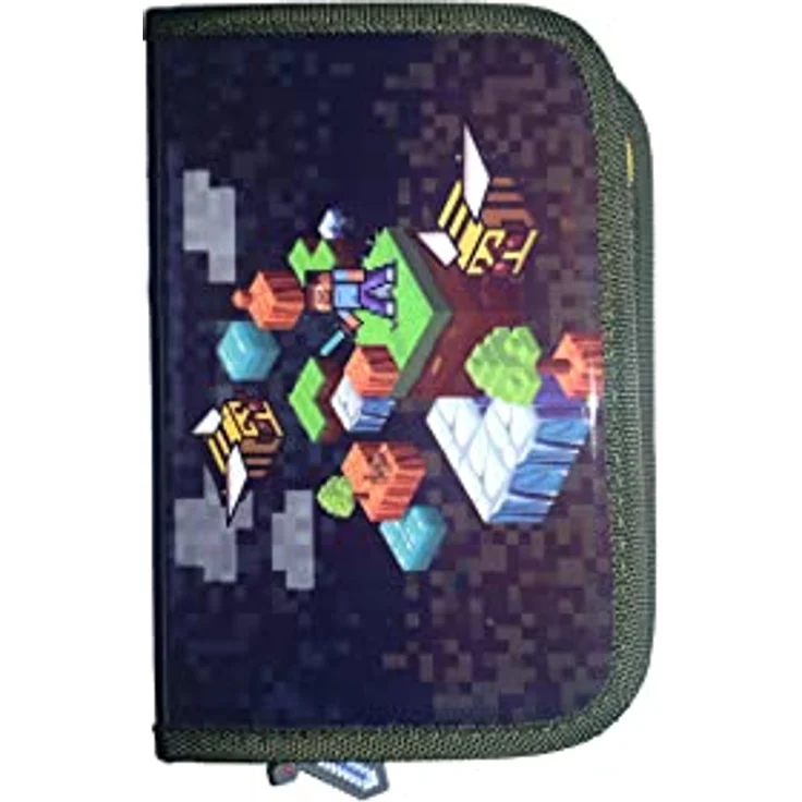 Goldkids Schulranzen Set Jungen 1. klasse 7-teilig Ranzen Tornister Schulrucksack Federmappe Turnbeutel Turnsack Brotdose Trinkflasche Sporttasche Regenschutz Game Pixel Motiv mäppchen, blau – Bild 4