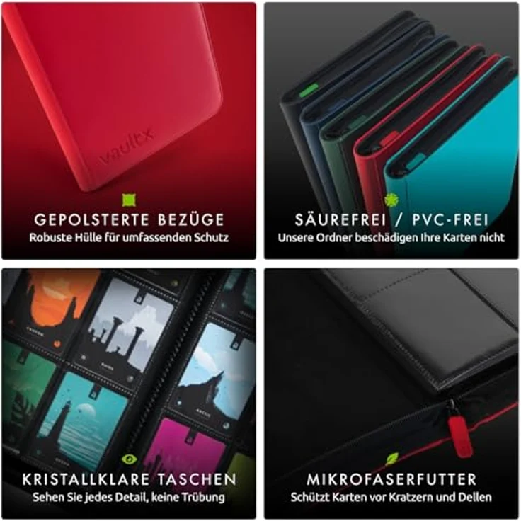 Vault X Premium eXo-Tec Zip Heftmappe - 12 Fächer Sammelkarten Trading Cards Mappe - 480 Fächer mit Seitenöffnung für Spielkarten zum sammeln und tauschen – Bild 6