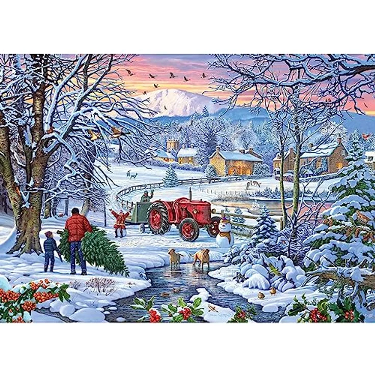 Gibsons Bringing Home The Tree 1000 Teile Weihnachts-Puzzle, nachhaltiges Puzzle aus 100% recyceltem Karton, perfektes Geschenk für Erwachsene – Bild 3