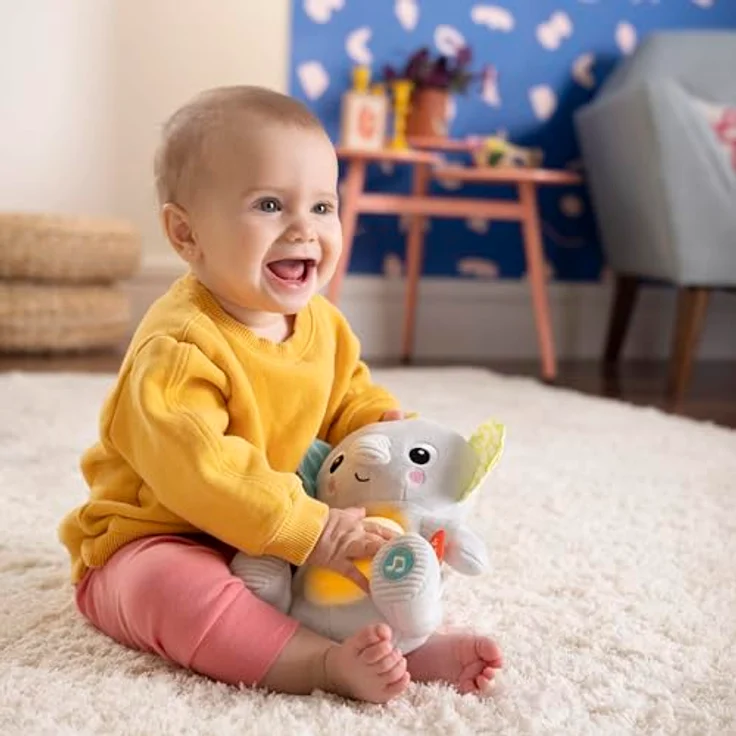 Bright Starts Plüschfigur Hug-a-bye Baby™ Musical Light Up Soft Toy, Elefanten-Plüschtier mit beruhigenden Melodien und glitzerndem Bauch, grau – Bild 2