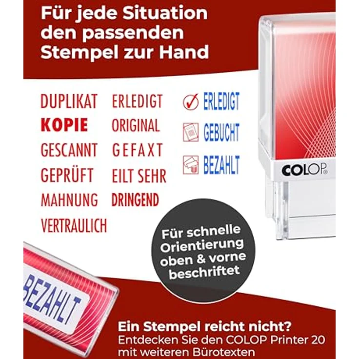 COLOP Stempel Textstempel Printer 20 KOPIE 38 mm Kunststoff – Bild 6