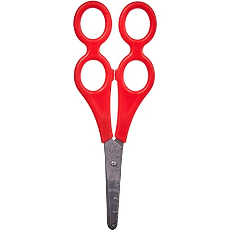 WEDO Therapeutenschere 17 cm, Papierschere mit abgerundeter Schneide und zwei Kunststoff-Griffaugen, rot