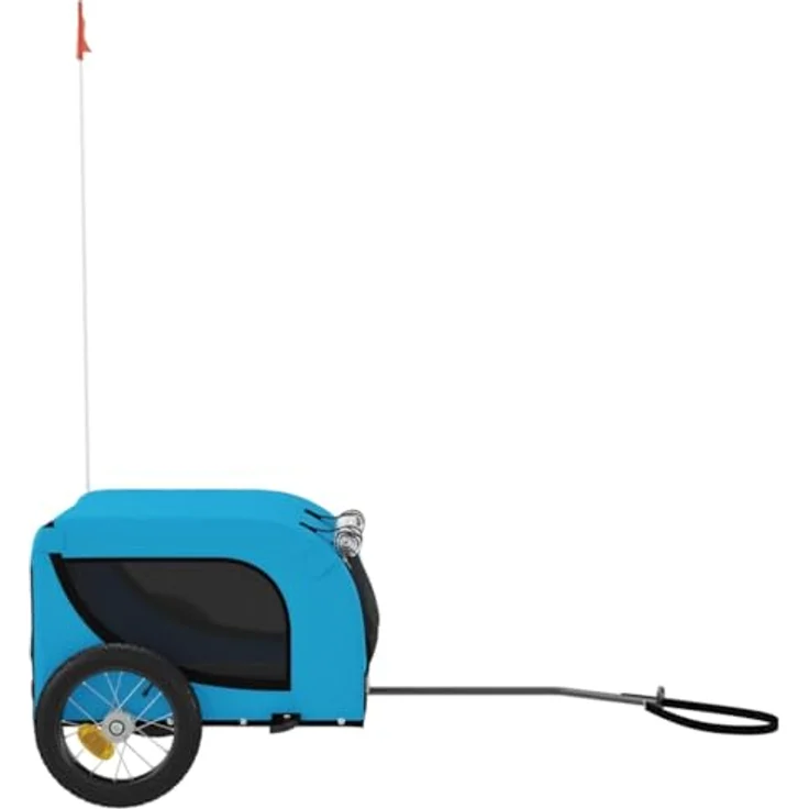 vidaXL Fahrradanhänger Hunde Blau und Schwarz, Oxford-Gewebe, Eisen, für kleine Hunde und Katzen, max. 30 kg Belastbarkeit – Bild 5
