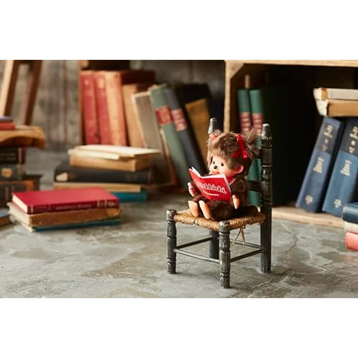 Sekiguchi 221561 - Original Monchhichi Mädchen, Plüschtier mit Fotoalbum und Schleifen, ca. 20 cm großes Kuscheltier aus braunem Plüsch – Bild 4