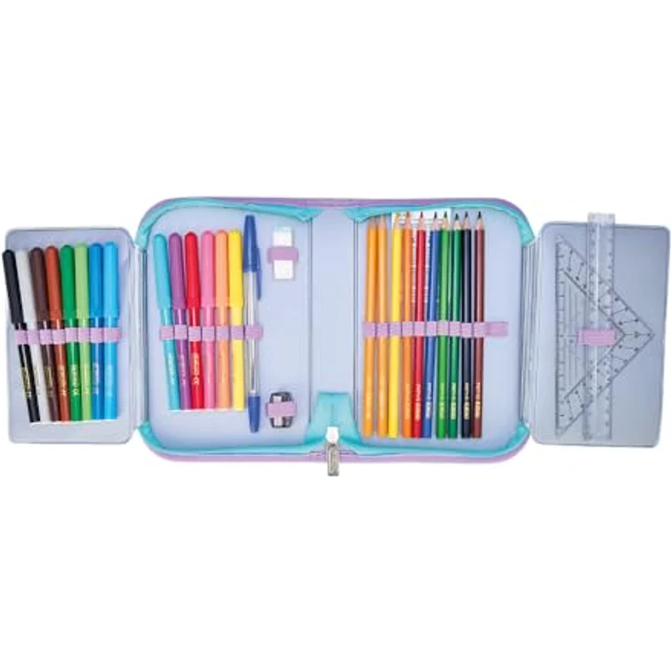 Herlitz Schüleretui 31-teilig Ocean Lights, Polyester mit FSC-zertifizierten Bunt- und Bleistiften, farbiges Innenfutter, 20,5 x 14 x 3,8 cm – Bild 5